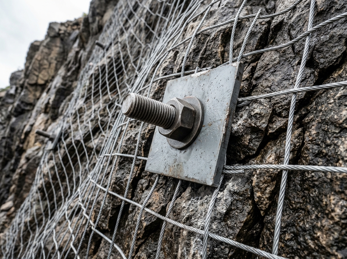 Anchored Rock Bolts and Wire Mesh